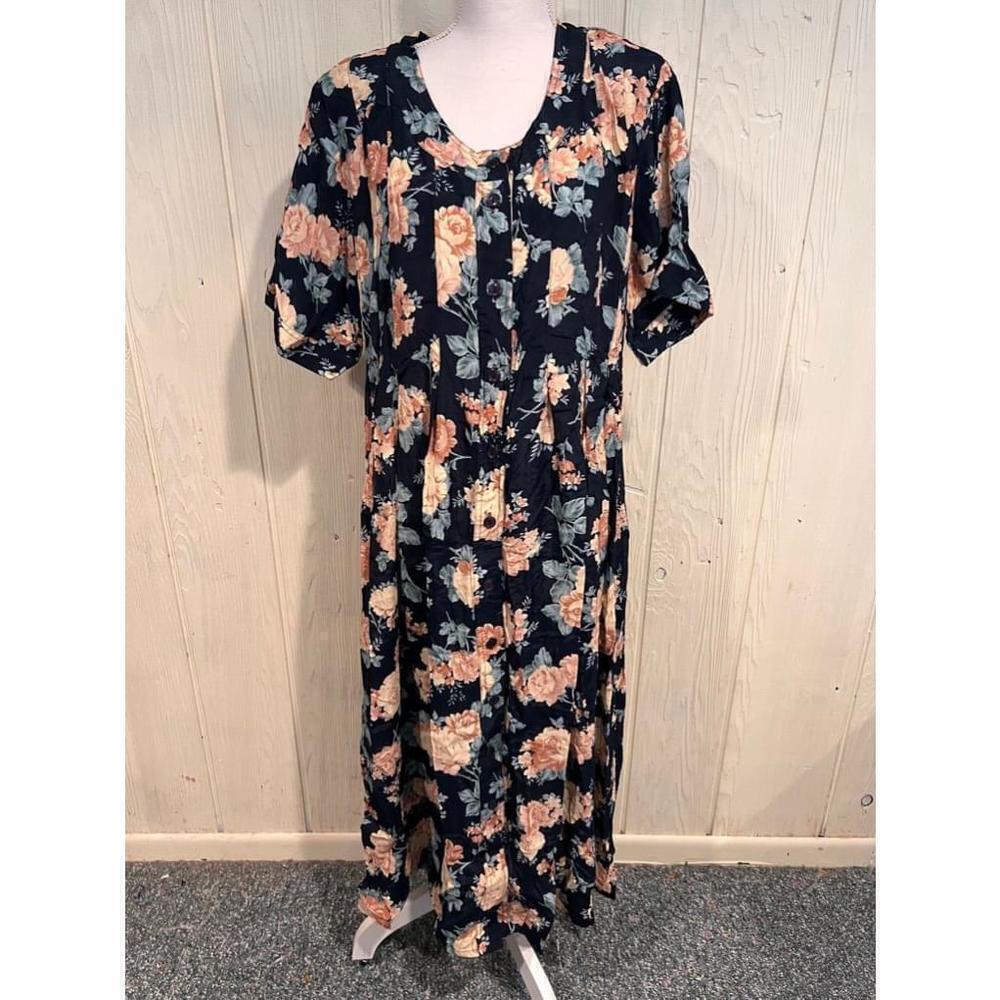 Lane Bryant Katy D Women's Floral Dress Size 14 Blue Pink